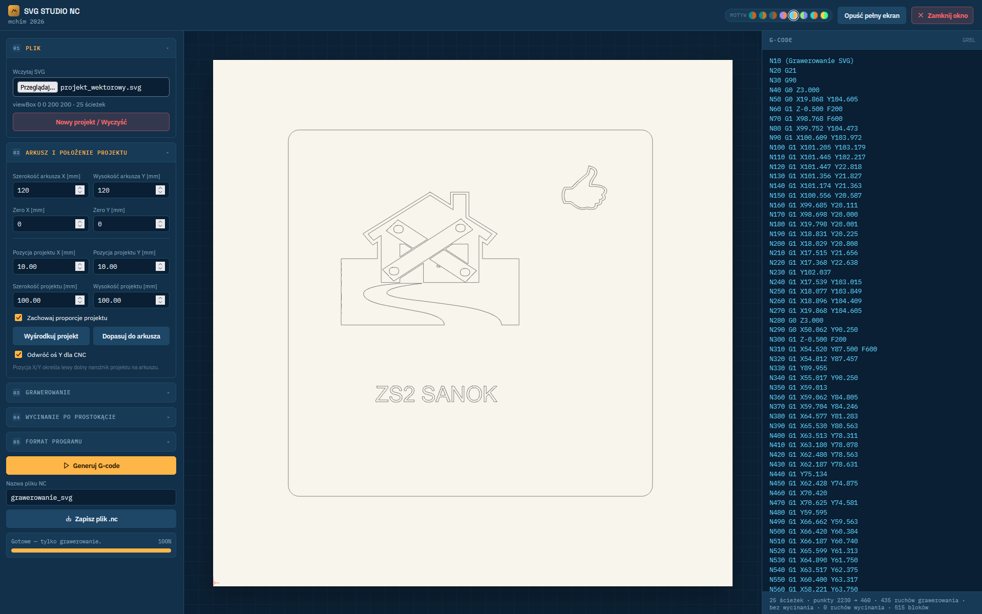 SVG Studio CNC - generator G-code z SVG